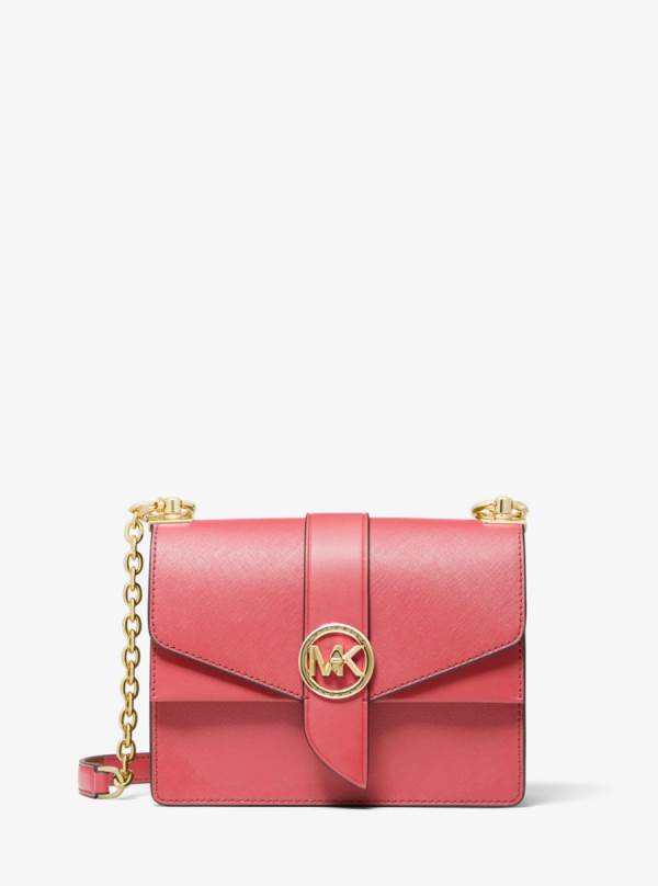 Damske Spojková Taška Michael Kors Greenwich Small Saffiano Leather Svetlo Červené - Kabelky Michael Kors Levně | PIERL-0495